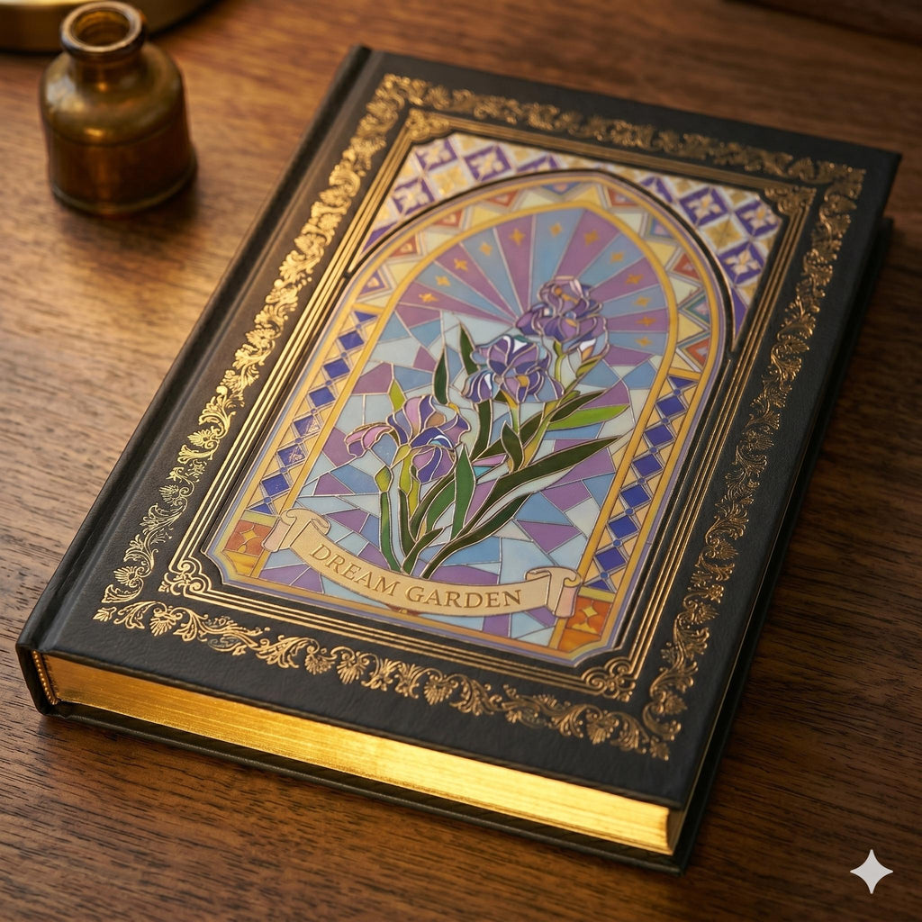 Libretas Pasta Dura "Dream Garden" Premium Estilo Vitral con Bordes Dorados