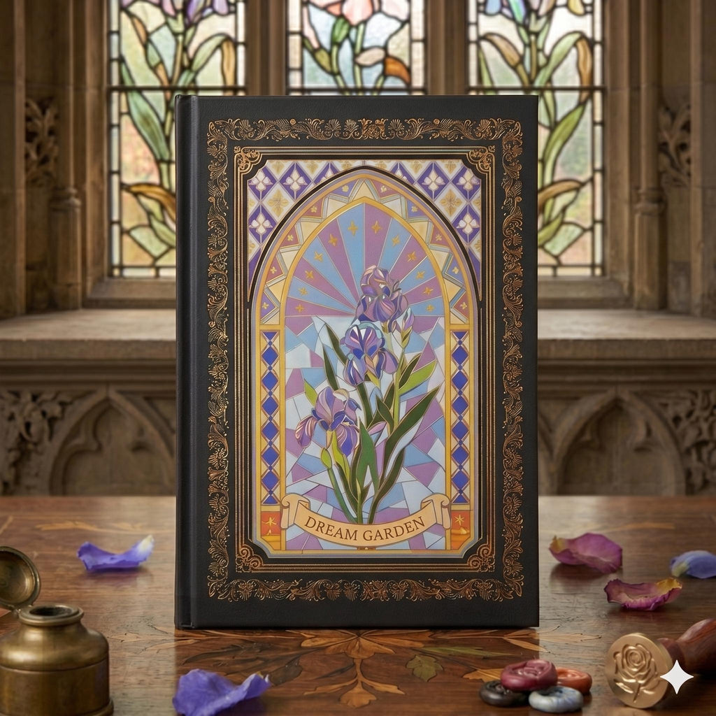 Libretas Pasta Dura "Dream Garden" Premium Estilo Vitral con Bordes Dorados