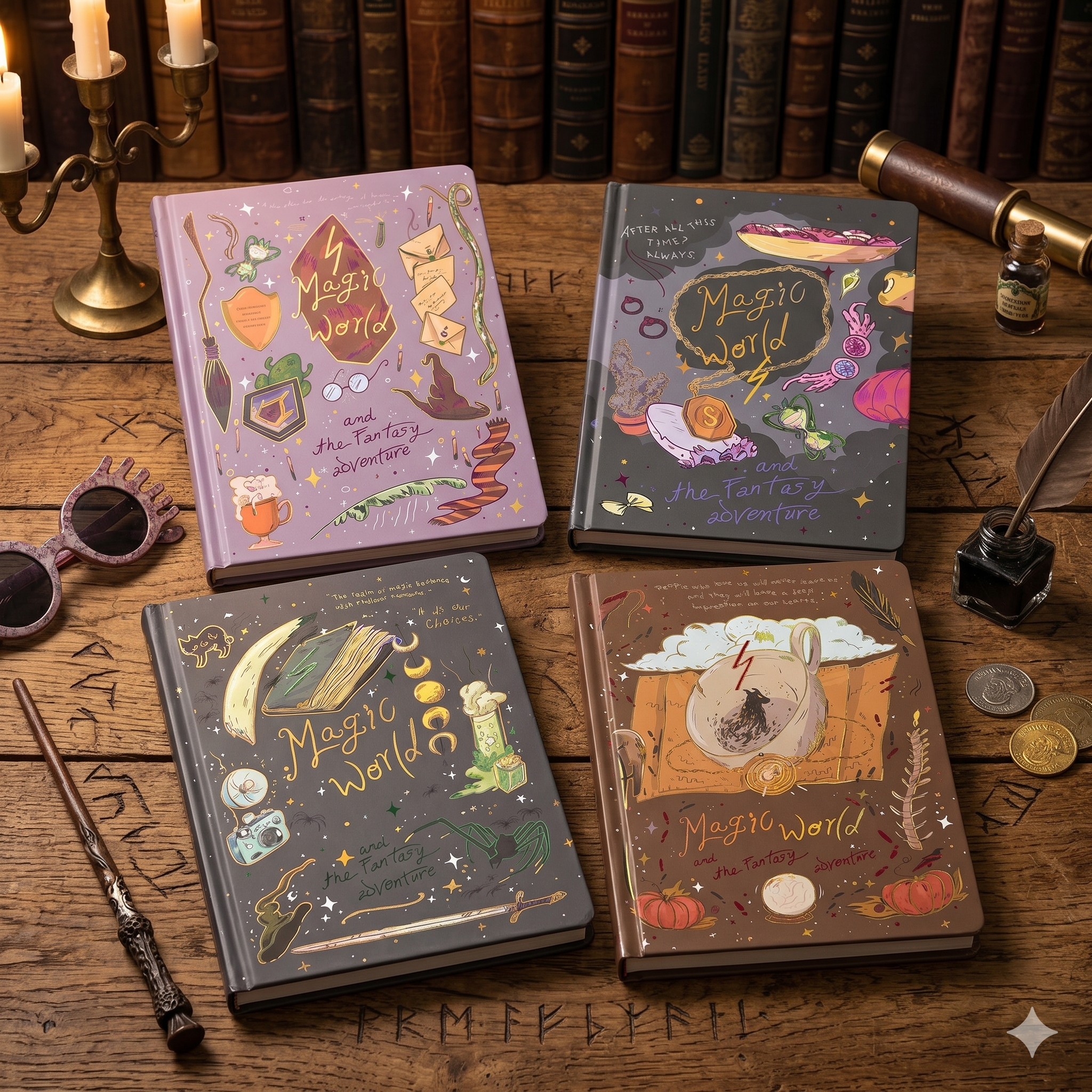 Libreta Mágica "Magic World" Tapa Dura | Diario de Fantasía Vintage
