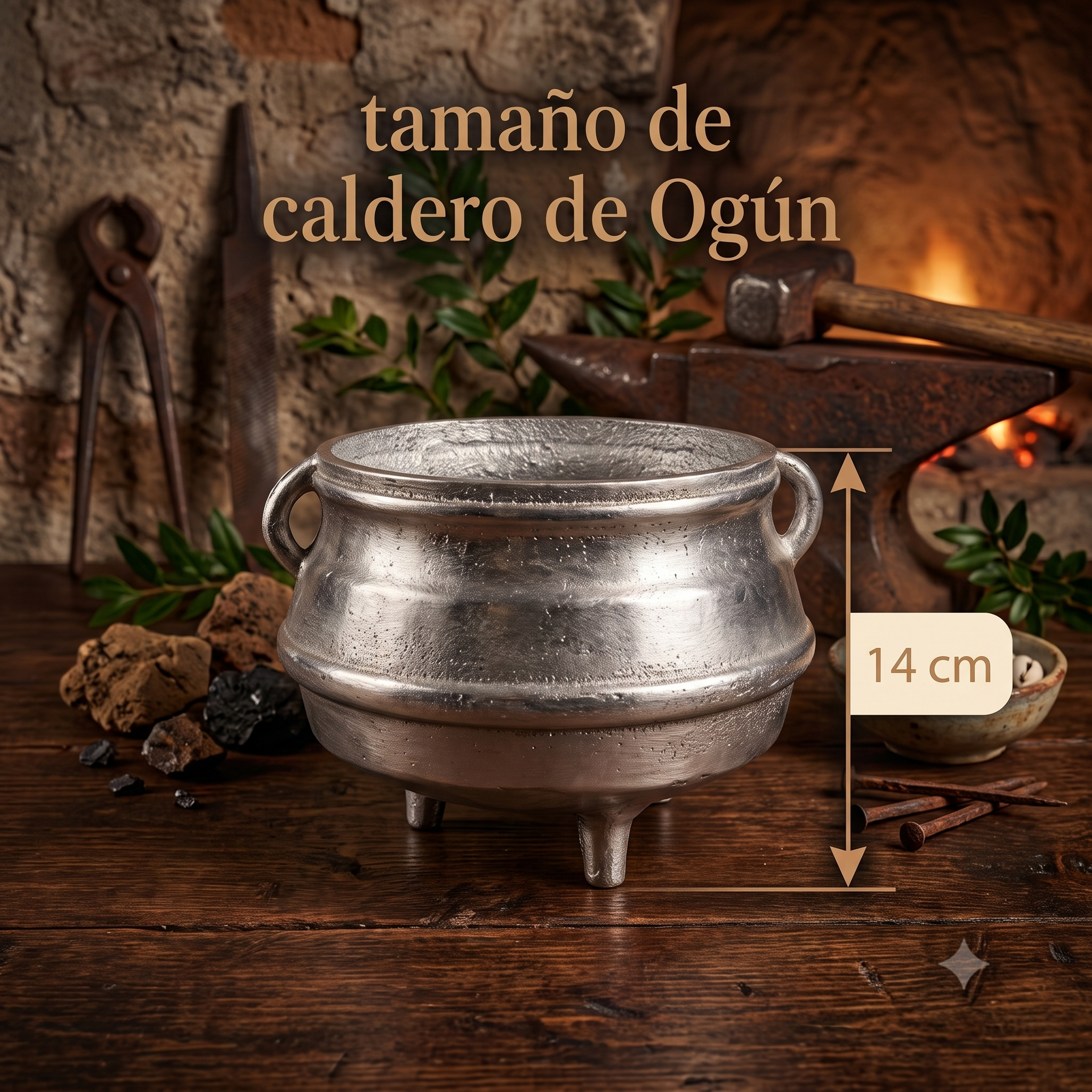 Set de Guerreros para Consagración | Mano de Orula  – Caldero y Herramientas en Acabado Plateado Premiun