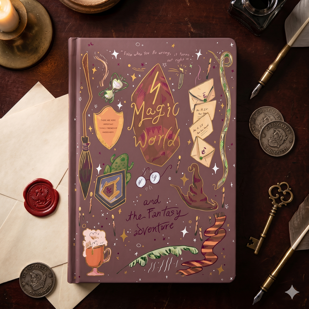 Libreta Mágica "Magic World" Tapa Dura | Diario de Fantasía Vintage