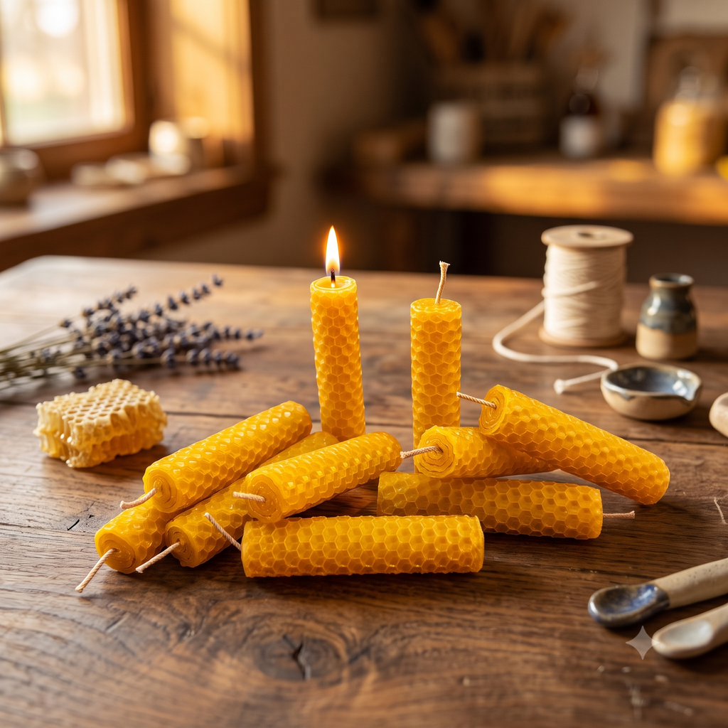 Velas Cabo de Cera de Abeja Artesanales (5 Piezas) | Criss Akan