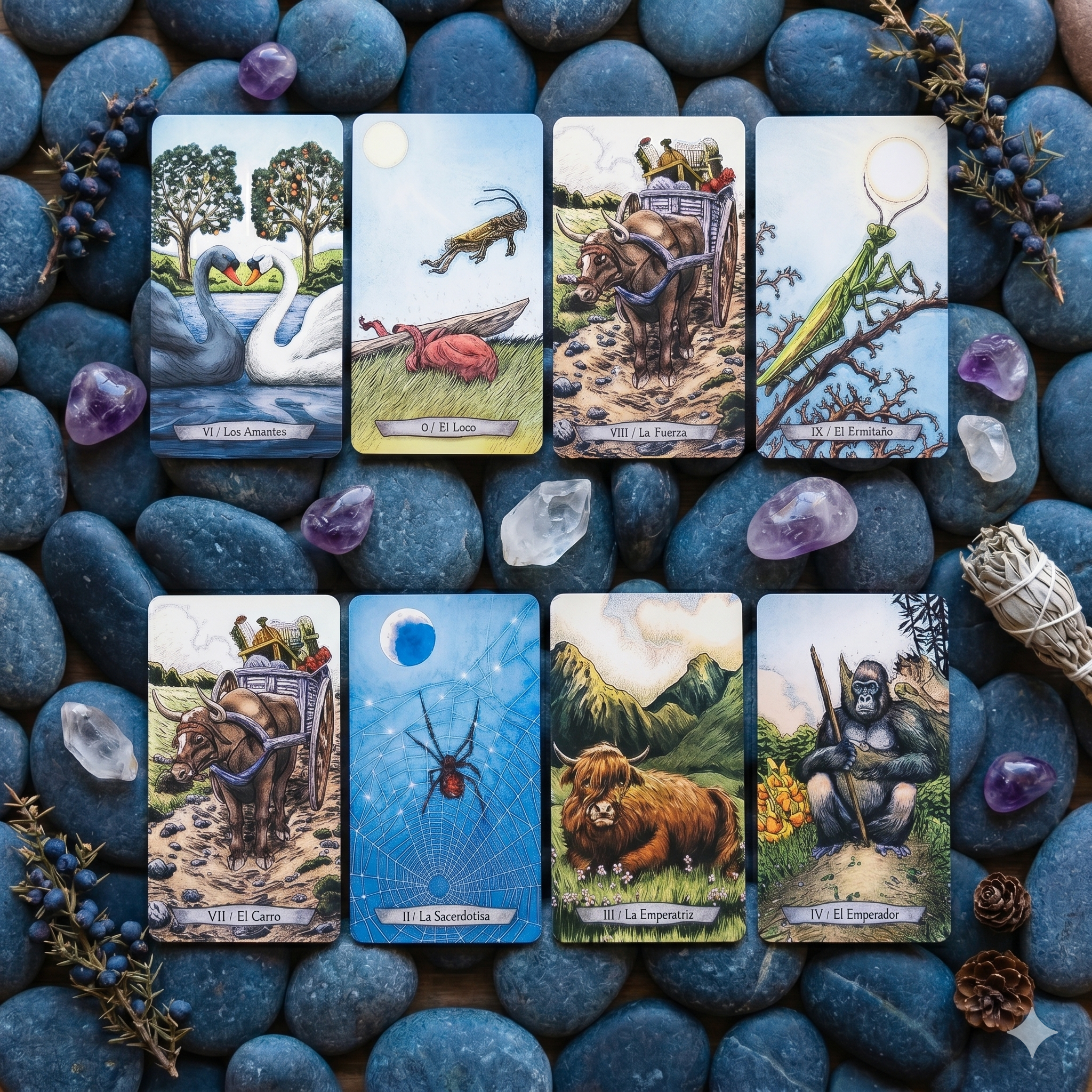 Tarot de los Animales Totémicos: Mazo de 78 Cartas y Libro Guía en Español para Conexión Espiritual