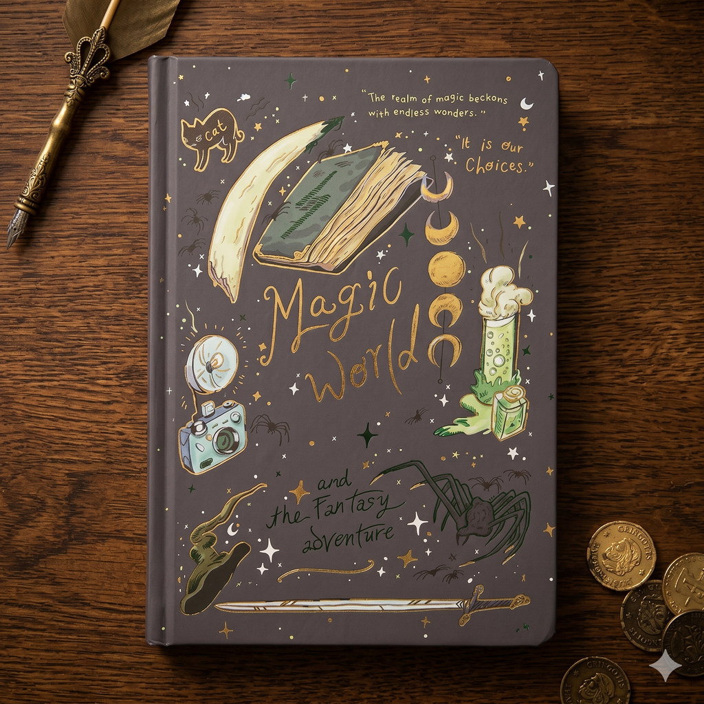 Libreta Mágica "Magic World" Tapa Dura | Diario de Fantasía Vintage