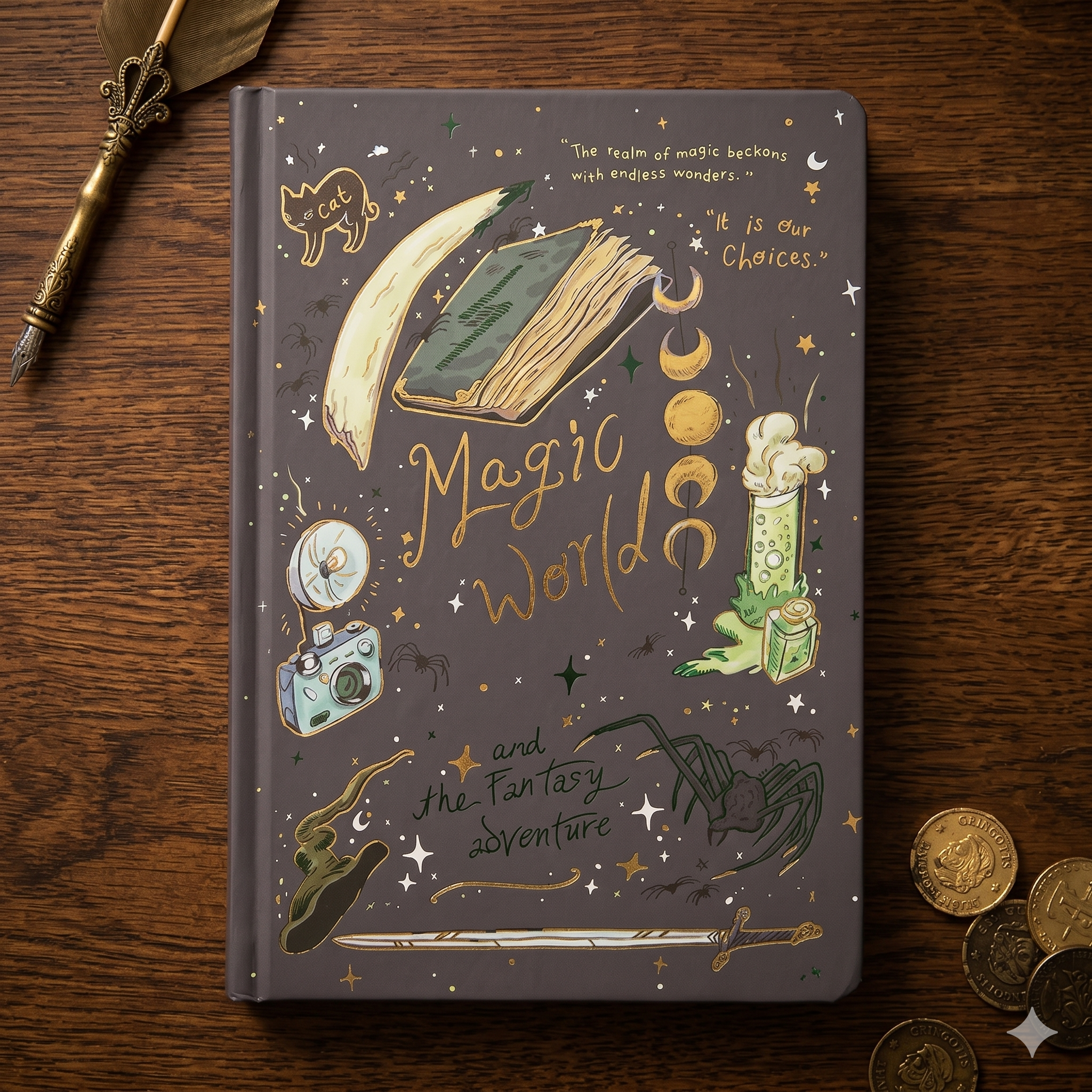 Libreta Mágica "Magic World" Tapa Dura | Diario de Fantasía Vintage