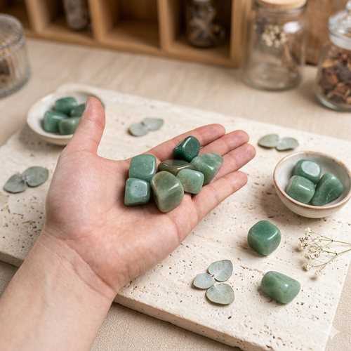 Cuarzo Aventurina Verde Natural Auténtico 100 gr. Piedra Rodada para Abundancia Protección y Poder Energético con Propiedades Esotéricas.