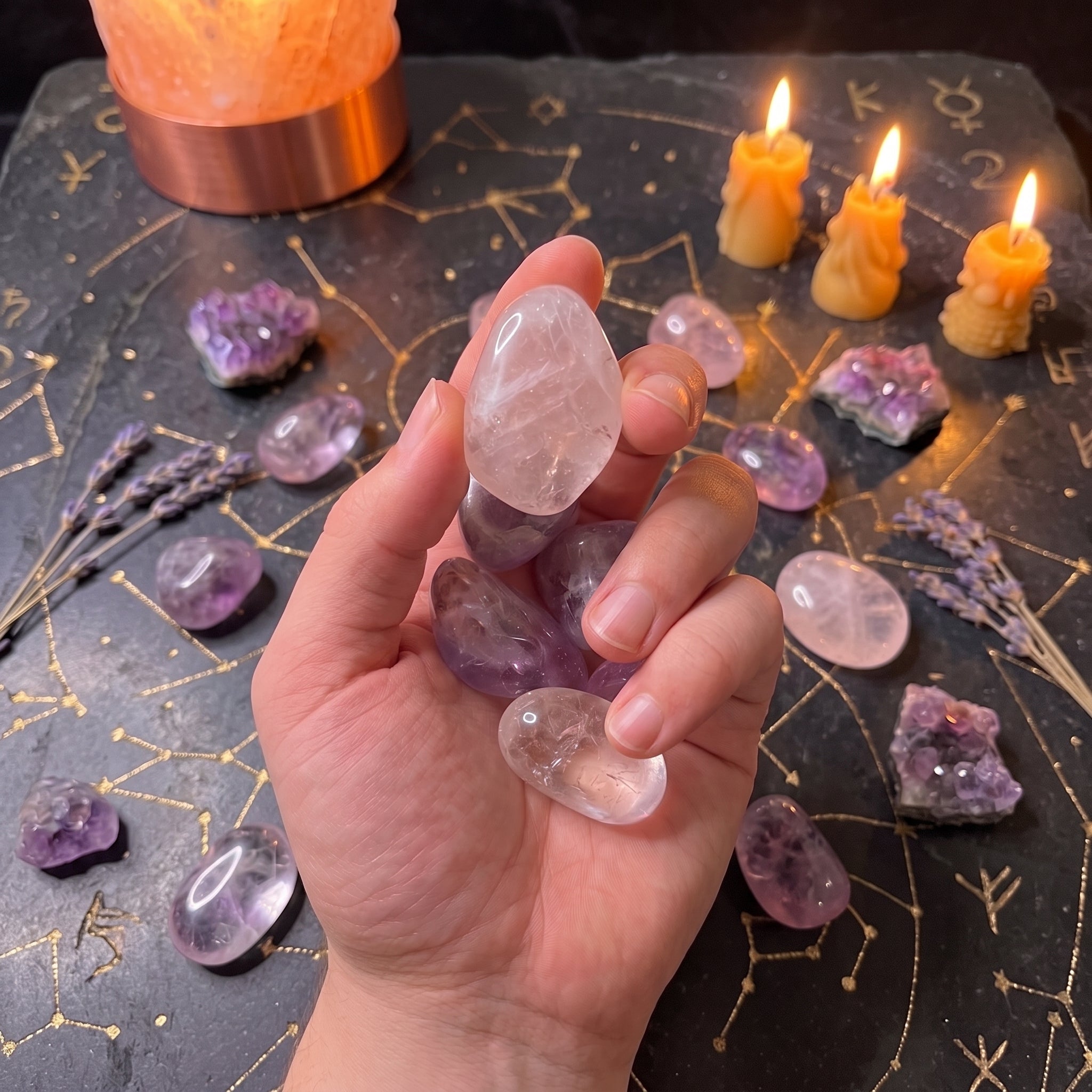 Cuarzo Amatista Natural Pulido 100 gr. Piedra Rodada para la  Protección, Intuición y Energía.