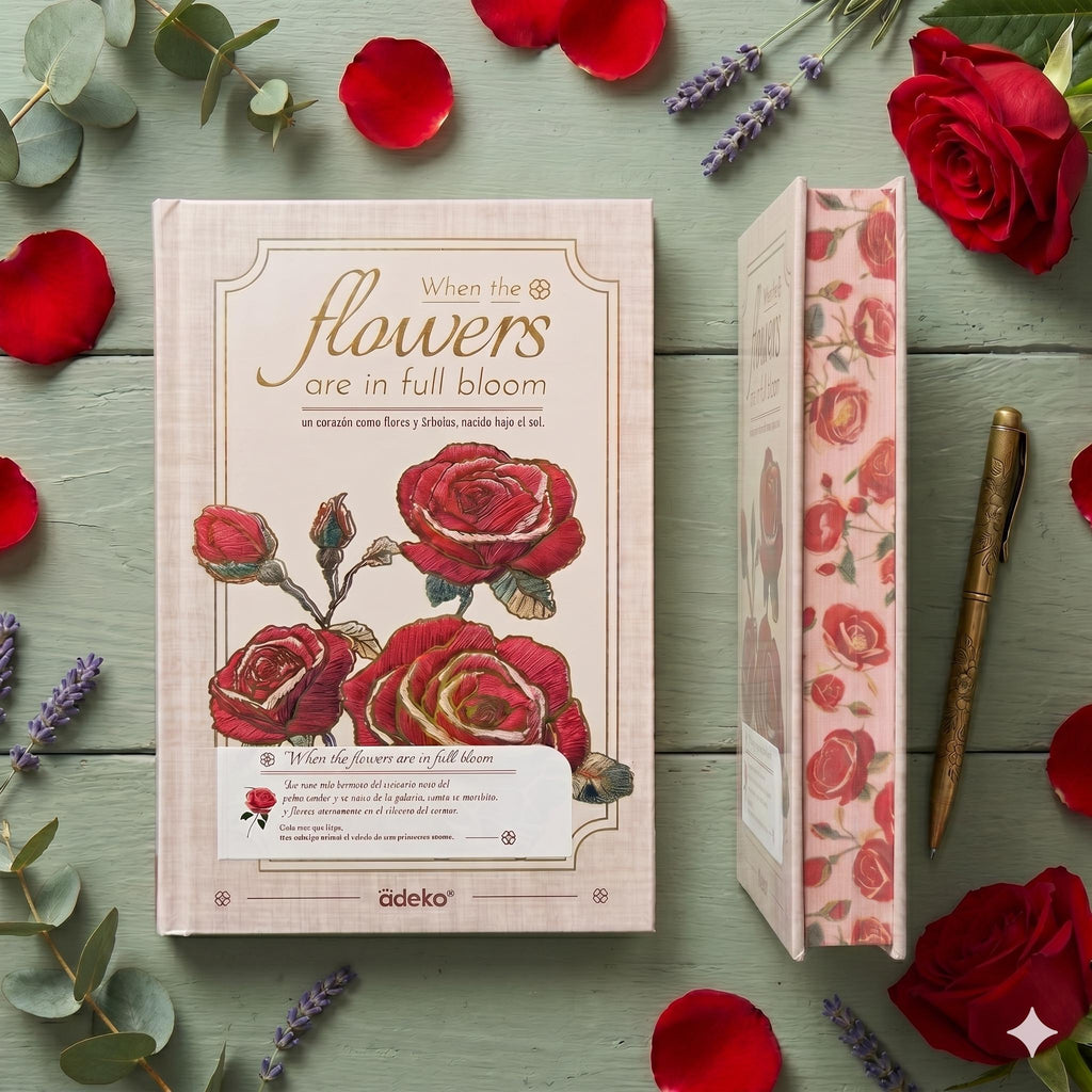 Libreta Floral Vintage, Tapa Dura | Diario Aesthetic "In Full Bloom"