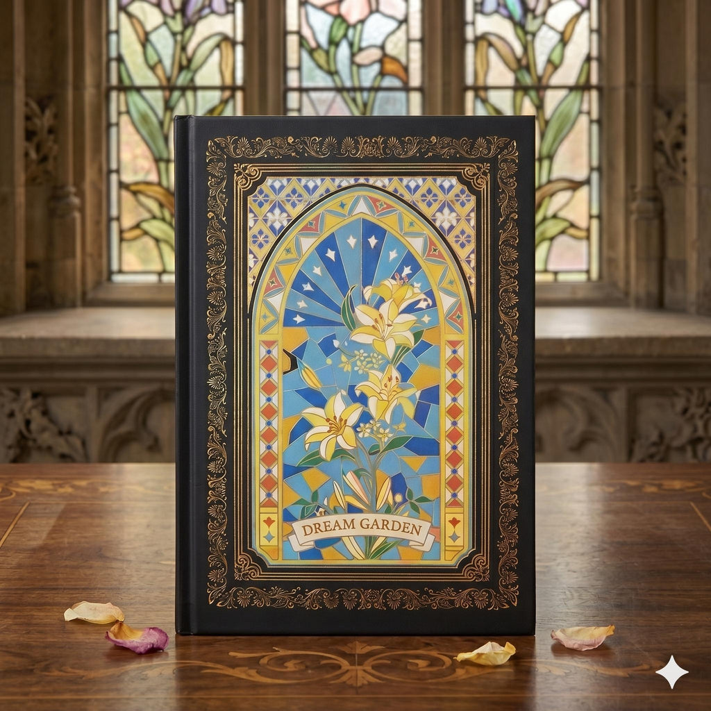Libretas Pasta Dura "Dream Garden" Premium Estilo Vitral con Bordes Dorados